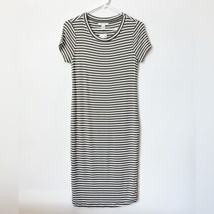 Motherhood Maternity Striped Rib Knit Midi Dress Olive Green Small Casual